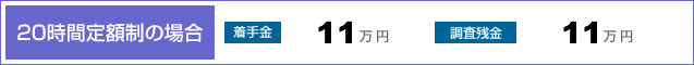 [20時間定額制の場合]　着手金･･･11万円　調査残金･･･11万円
